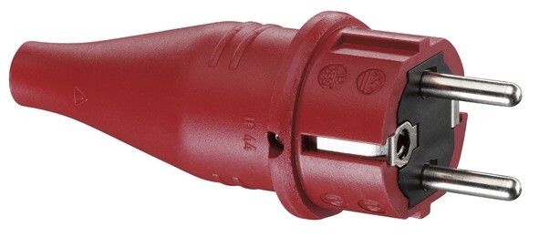 Кабельная резиновая вилка прямой ввод с мультизаземлением IP44 16A 2P+E 250V, красный - 1419140 ABL SURSUM