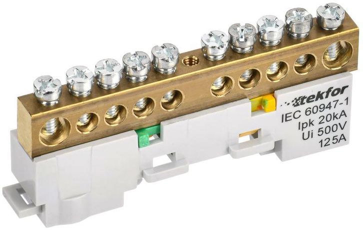 Шина PE "земля" неизол. на универс. держ. 8х12-10-Ж TEKFOR IEK TF-NN20-10-DL-K05