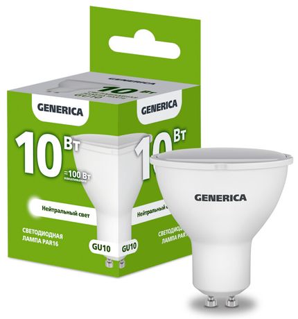 Лампа светодиодная PAR16 софит 10Вт 230В 4000К GU10 | LL-PAR16-10-230-40-GU10-G GENERICA IEK