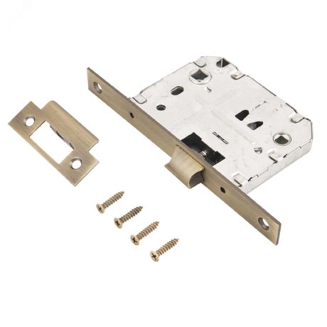 Защелка врезная универсальная без ручек для деревянных межкомнатных дверей, АЛЛЮР АРТ L7050S AB старая бронза - 11220 ПТК