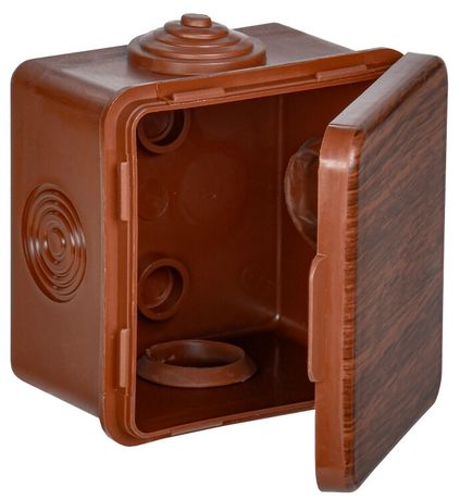 Коробка распределительная КМ 65х65х50мм для наружного монтажа с откидной крышкой IP54 4 вв. дуб - UKO31-065-065-050-K24-54 IEK