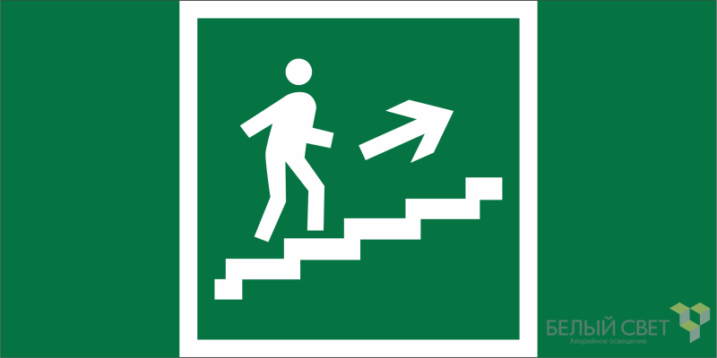 Знак безопасности NPU-1510.E15 "Напр. к эвакуац. выходу по лестн. вверх (прав.)" Белый свет a20513 BS