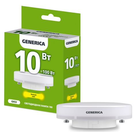 Лампа светодиодная T80 таблетка 10Вт 230В 3000К GX53 | LL-T80-10-230-30-GX53-G GENERICA IEK