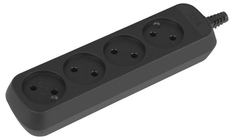 Колодка ЭРА KX-4-B 4 розетки без зазeмления черная | Б0061705
