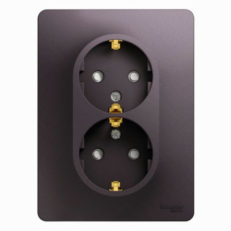 Розетка 2-м СП Glossa 16А IP20 250В с заземл. защ. шторки в сборе сиренев. туман SE GSL001426 APC