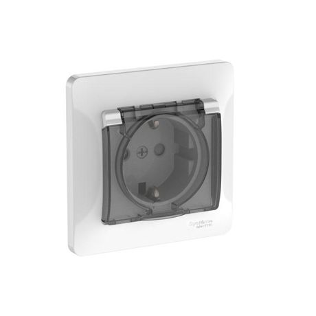 Розетка Glossa 16А IP44 с заземл. защ. шторки крышкой быстрозажим. клем. в сборе бел. SE GSL000148S APC