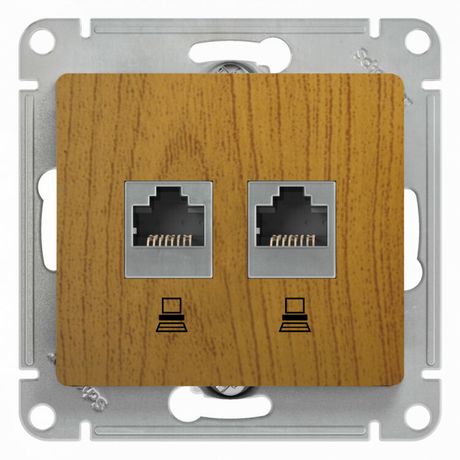 Розетка компьютерная 2-м Glossa RJ45 кат.5E механизм дерево дуб SE GSL000585KK APC