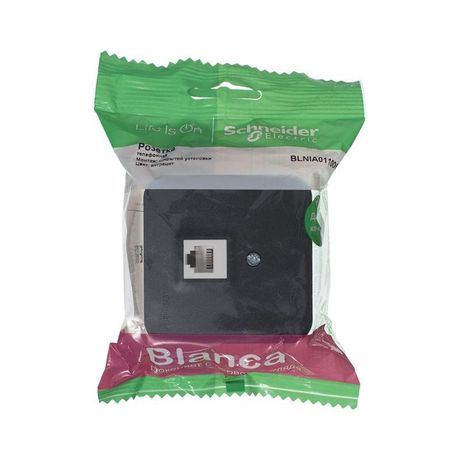 Розетка телефонная 1-м ОП Blanca RJ11 с изолир. пластиной антрацит SE BLNIA011006 APC