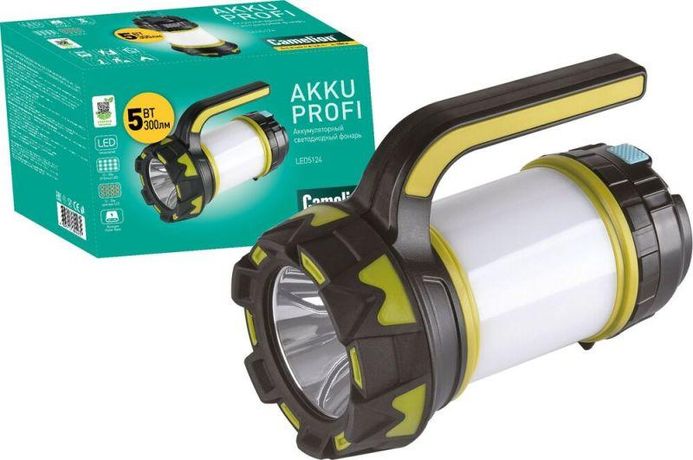 Фонарь аккумуляторный LED5124 USB2.0 Micro USB Powerbank 5Вт аккум. 4.4А.ч пластик черн./зел. Camelion 14671