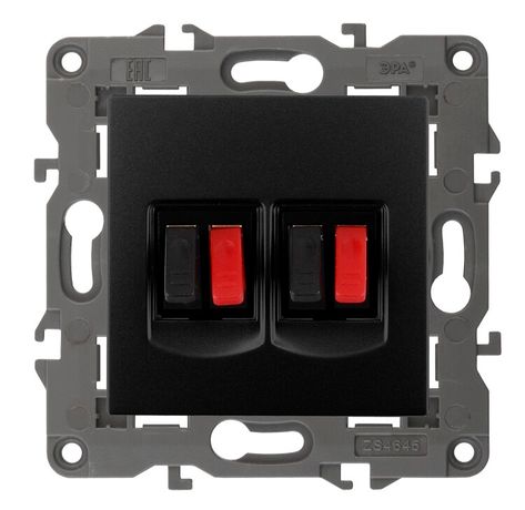 Розетка аудио двойная, Эра Elegance, антрацит, 14-3112-05 - Б0034330