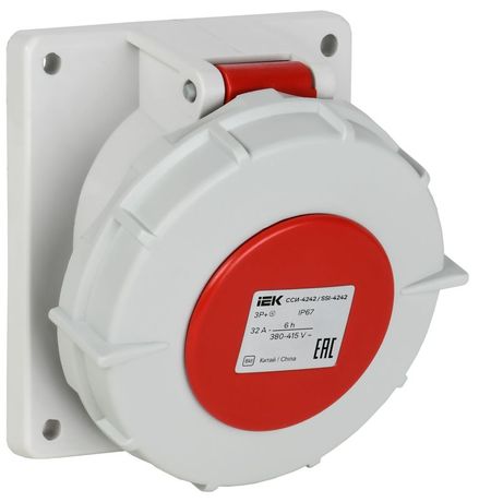 Розетка встраиваемая угловая ССИ-4242 32А 4п 3P+PE 6ч 380В IP67 IEK PSR42-032-4-0-67 IEK (ИЭК) арт. PSR42-032-4-0-67