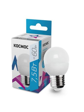 Лампа светодиодная LED 7.5Вт GL 45 220В Е27 D45х79 4500 белый 600лм Космос - LkecLED7.5wGL45E2745