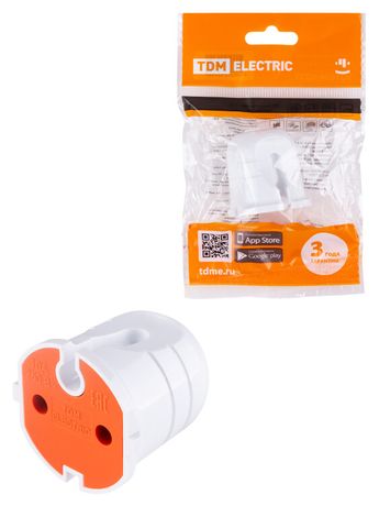 Кабельная розетка б/з белая с красной вставкой 10А 250B | SQ1806-0213 TDM