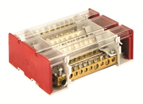 Блок распределительный на DIN рейку с выносной клеммой 4р 160А, 11х7мм 2х8мм 2х9мм 1х12мм | BD3160164 DKC ДКС