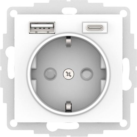 Розетка AtlasDesign 16А с 2-мя заряд. устройствами USB тип A+C 5В/2.4А/3.0А 2х5В/1.5А механизм лотос SE ATN001332 APC