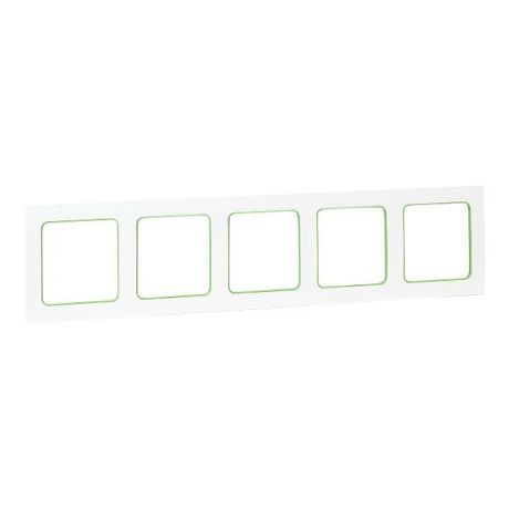 Стокгольм Рамка 5-местная белая с линией цвета зеленый | EXM-G-306-20 EKF