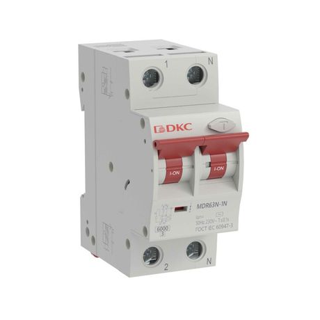 Выключатель автоматический дифференциального тока двухполюсный MDR63N, 63A, 30мА, тип A, C, 6кА, электронный, серии YON MAX - MDR63N-1N2C63-A ДКС