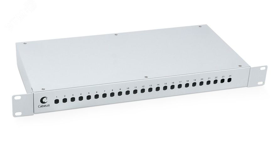Кросс бокс оптический 19' на 24 ST(FC) со сплайс-кассетой и КДЗС (без пигтейлов проходных адаптеров) - FO-19-24ST Cabeus 7038c