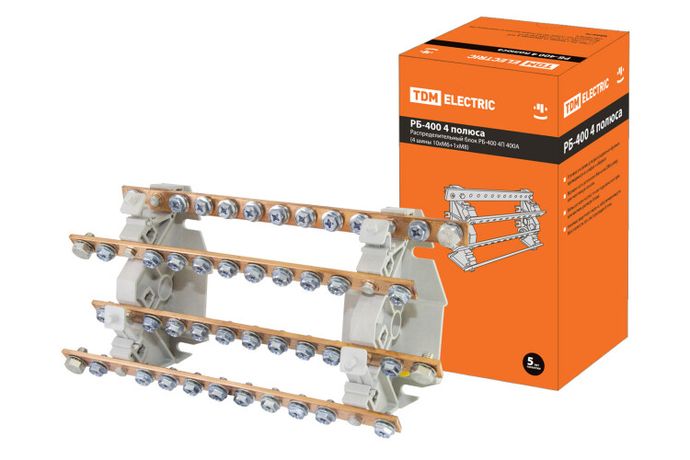 Распределительный блок РБ-400 четырехполюсный 400А (4 шины11xM6+1хM8) - SQ0823-0010 TDM
