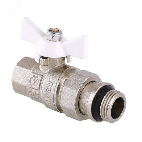 Кран шаровой со сгоном 3/4' ВН белая ручка бабочка BASE с дополнительным уплотнением - VT.227.NRW.05 VALTEC AAV227R05W