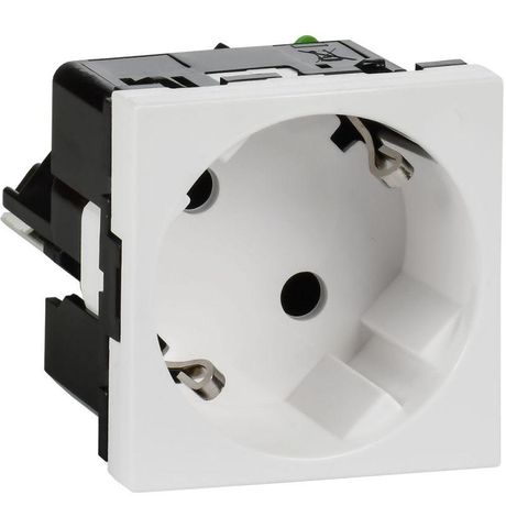 Розетка 2мод. 16А 250В 45град. с заземл. без защ. шторок безвинт. зажимы бел. ИЭК Leg 4521058 Daccord