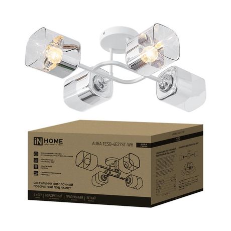 Светильник AURA TESO-4E27ST-WH 4хE27потолочн. поворотн.; плафоны прозр./корпус бел. IN HOME 4690612063577
