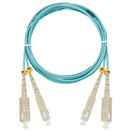 Патч-корд NMF-PC2M3C2-SCU-SCU-002 волоконно-оптический соед. многомод. 50/125мкм стандарта ОМ3 SC/UPC-SC/UPC двойн. LSZH нг(В)-HFLTx 2мм аква 2м NIKOMAX
