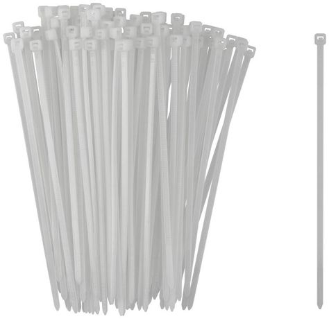 Хомуты нейлоновые для проводов, белые 100 шт., 3,6х150 мм - 60368 РОС