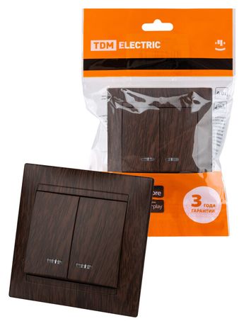 Выключатель 2 кл. с подсветкой 10А венге "Лама" | SQ1815-0405 TDM