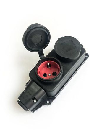 Колодка штепсельная 16А каучук IP44 2 гнезда черный - KKsm-2g-Z-IP(B)16A Космос