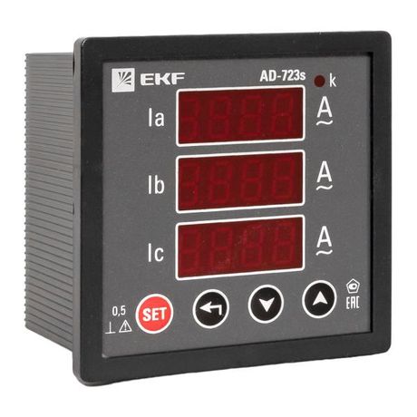 Амперметр цифровой PROxima 72x72, 3ф, 0.5 кл. EKF арт. AD-723s
