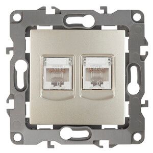 Розетка информационная двойная 12-3108-04 2XRJ45, шампань (10/100/2500) |Б0014732 | ЭРА