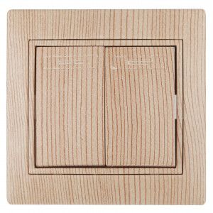 Выключатель двойной, 10А-250В, IP20, СУ, Plano, сосна 1-104-11 (10/200/2000) | Б0030045 Intro ЭРА