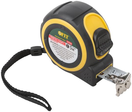 Рулетка Смарт 5мх25мм калибр. лента; нейлон. покрытие; магн. крючок; прорезиненный корпус FIT 17316 РОС
