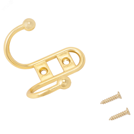 СТАНДАРТ 208 B GP золото (латунь) - 10208 Крючок-вешалка двухрожковый ПТК