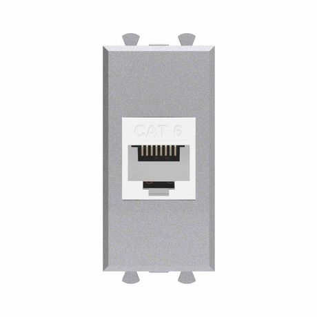 Компьютерная розетка RJ-45 без шторки модульная, кат.6, "Avanti", "Закаленная сталь", 1 модуль | 4404691 DKC ДКС
