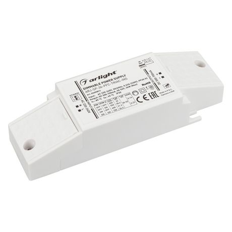 Блок питания ARJ-SP-36-PFC-TRIAC-INS (36W, 30-52V, 0.5-0.7A) (Arlight, IP20 Пластик, 5 лет) - 026058(1)