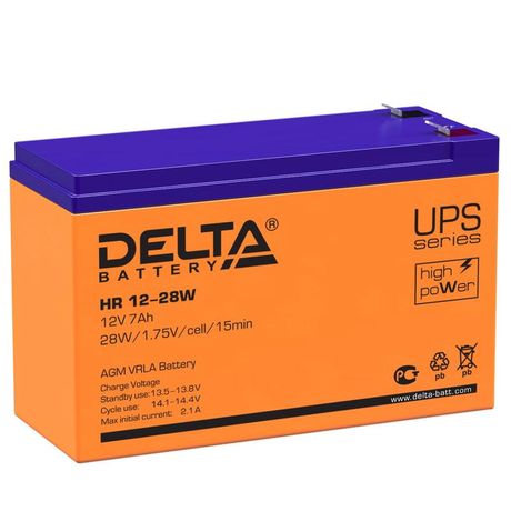 Аккумулятор HR 12-28W 12В 7Ач - 12-28 W Delta