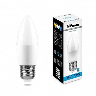 Лампа светодиодная LB-770 (11W) 230V E27 6400K свеча | 25945 FERON