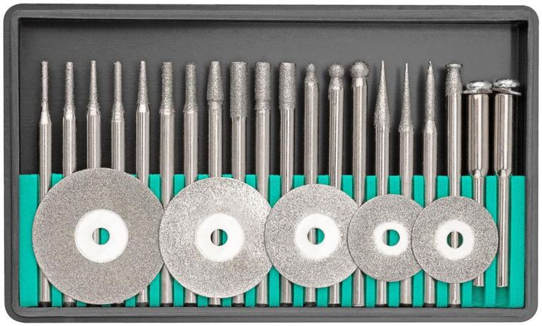 Шарошка и круг отрезной с алмазным напылением 25шт FIT 36487 РОС