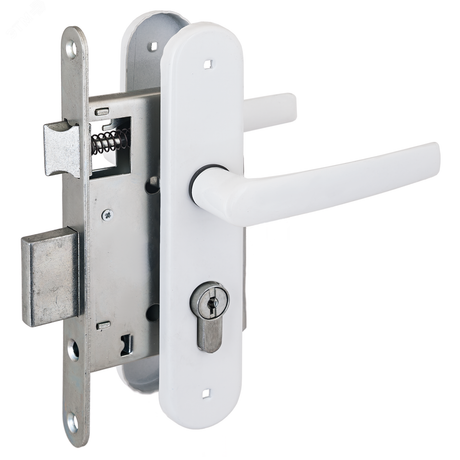 Замок врезной Птимаш ЗВ4-308 белый ШУРУП с/руч - 9803 ПТК