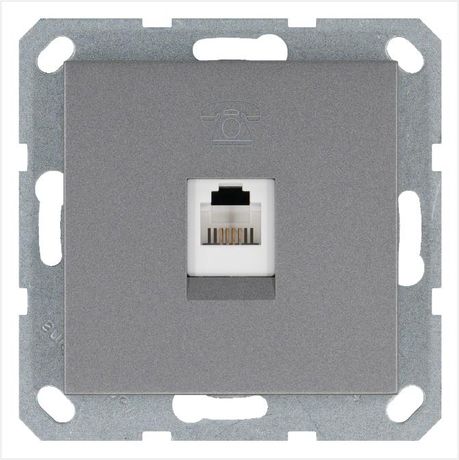 Телефонная розетка RJ11 с накладкой, цвет Алюминий - G6101S Jasmart