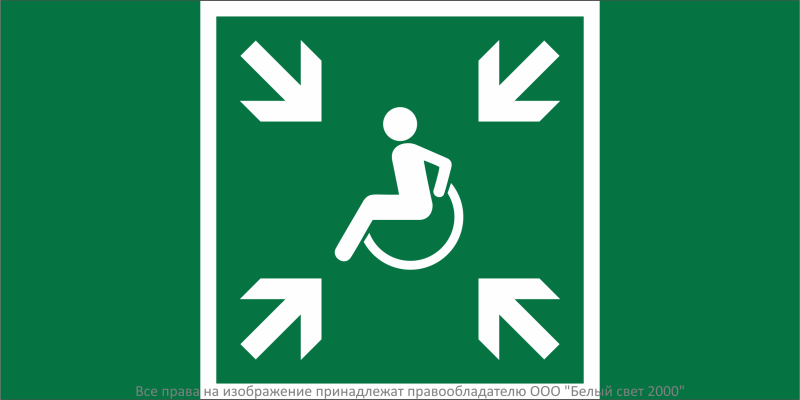 Знак безопасности NPU-2010.E65 "Пункт (место) сбора МГН (безопасная зона МГН)" Белый Свет a28570 BS