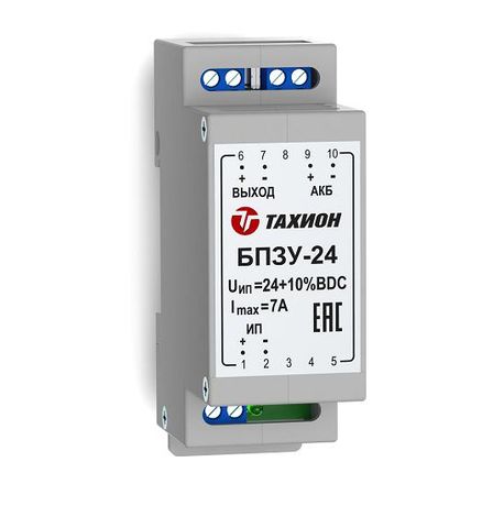 Блок переключения питания с зарядным устройством 24VDC и двух 12V аккумуляторных батарей, Максимальный выходной ток 7А. заряда батареи 1А, IP20, DIN-рейка 89х58,5х35мм - 40062 Тахион БПЗУ-24