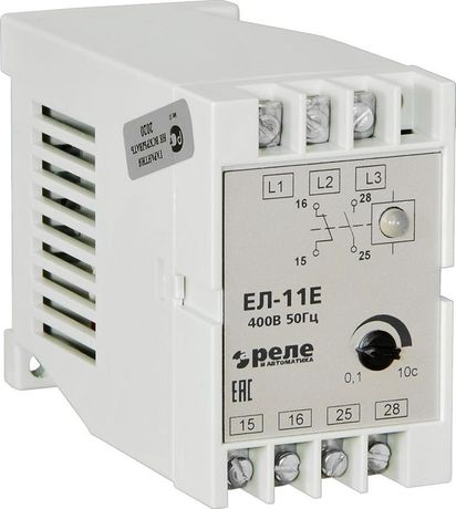 Реле контроля трехфазного напряжения ЕЛ-11Е 400В 50Гц задержка срабатывания 0.1...10с ток контактов исполнительного 5А 1з+1р УХЛ4 и автоматика A8222-77135143