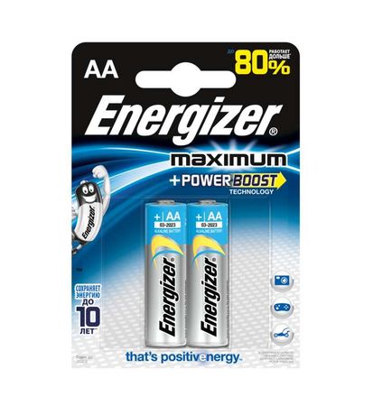 Элемент питания алкалиновый Maximum LR6/316 BL2 (2/24/9360) (блист.2шт) Energizer 28640