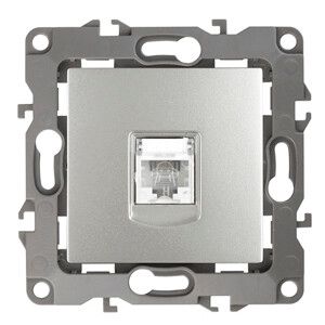 Розетка телефонная 12-3105-03 RJ11, алюминий (10/100/2500) |Б0014713 | ЭРА