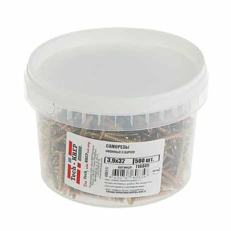 Саморез оконный 3,9х32 потайная головка, сверлоконечный (500шт) - коробка 116809 Tech-KREP