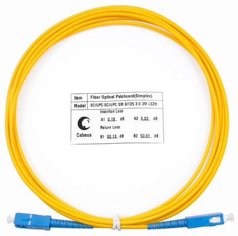 Шнур оптический simplex 3м SC-SC 9/125 sm LSZH FOP(s)-9-SC-SC-3m - 7387c Cabeus