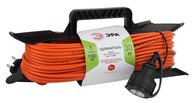 Удлинитель силовой UFx-1-2x0.75-30m-IP44 на рамке б/з 1 гн 30м ПВС 2x0.75 ЭРА - Б0046822